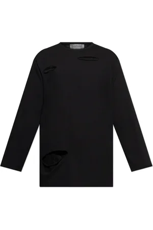 Y-3 Tops, Heren, Zwart, L, Katoen, Asymmetrisch T-shirt met lange mouwen