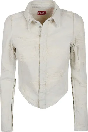 Diesel Jassen, Dames, , S, Katoen, Wit Overhemd Moderne Pasvorm Casual Stijl