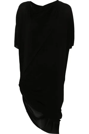 Rick Owens Kleedjes, Dames, Zwart, S, Leer, Edfu Drapped Jurk