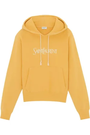 Saint Laurent Sweatshirts & Hoodies, Heren, Geel, S, Katoen, Hoodie met logo-print
