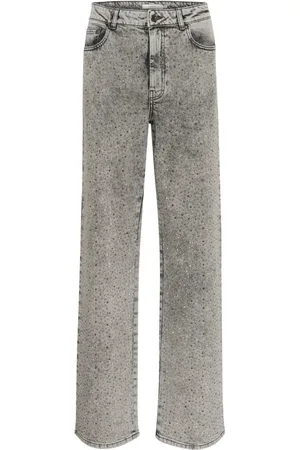 Gestuz Jeans, Dames, Grijs, W29, Vintage Grey Wash Wide Leg Jeans