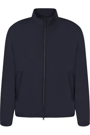 HERNO Jassen, Heren, Blauw, 2Xl, Wol, Bomberjack met rechte zoom en ritssluiting