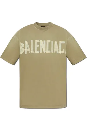 Balenciaga Tops, Heren, Groen, XS, Katoen, T-shirt met Tape-Type