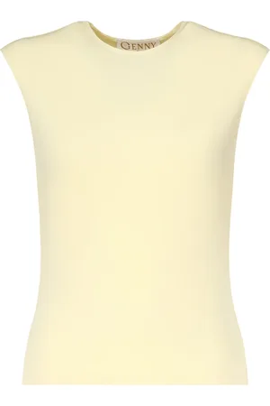 GENNY Tops, Dames, Geel, M, Gele Mouwloze Ronde Hals Top