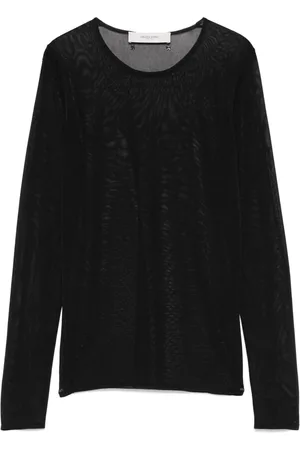 Golden Goose Tops, Dames, Zwart, S, Nylon, Long Sleeve Top Viscosa Knit