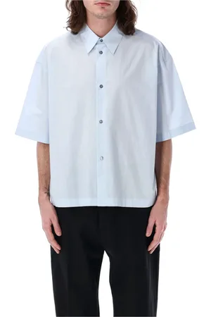STUDIO NICHOLSON Overhemden, Heren, Blauw, XL, Katoen, Hemelsblauwe Sanko Shirt Klassieke Kraag Knoopsluiting
