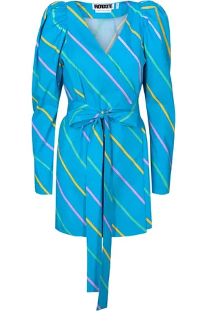 ROTATE Kleedjes, Dames, Blauw, L, Bridget Wrap Dress