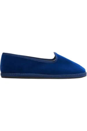 Scarosso Schoenen, Dames, Blauw, 40 EU, Katoen, Valentina Blauwe Velvet Pantoffels