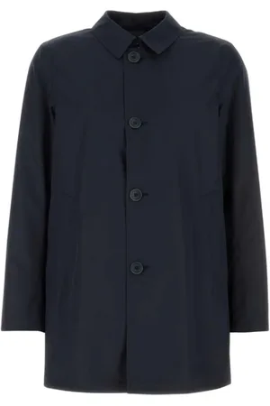 HERNO Jassen, Heren, Blauw, L, Polyester, Blauwe polyester jas met metalen logo