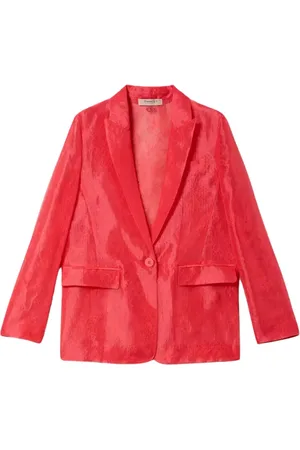 Twin-Set Jassen, Dames, Rood, M, Polyester, Roze Kant Blazer Slim Fit