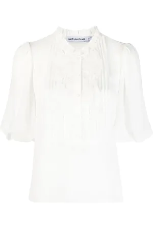 Self-Portrait Blouses & Shirts, Dames, Wit, 3Xs, Chiffon, Witte Chiffon Top