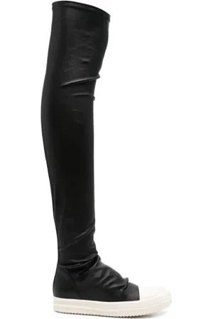 Rick Owens Schoenen, Dames, Zwart, 36 EU, Leer, Kniehoge Sok Sneakers