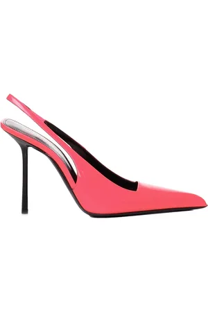 Saint Laurent Schoenen, Dames, Roze, 36 EU, Leer, Koraalkleurige lakleren muiltjes met hak