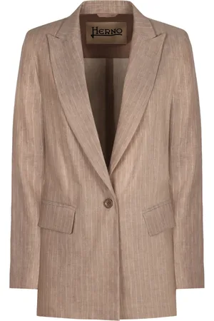 HERNO Jassen, Dames, , M, Katoen, Nauwsluitende blazer met één knoop en krijtstreep