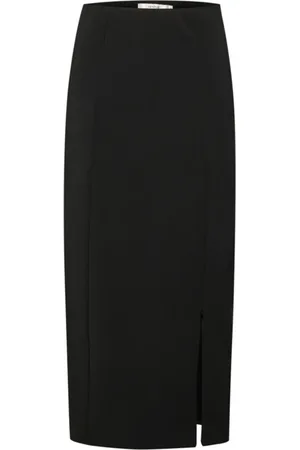 Gestuz Rokken, Dames, Zwart, XL, Polyester, Klassieke Silhouet Rok met Hoge Split