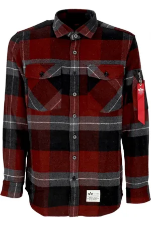 Alpha Industries Overhemden, Heren, Veelkleurig, L, Flanellen Shirt Zwart Grijs