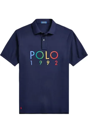 Ralph Lauren Tops, Heren, Blauw, S, Katoen, Piqué Polo Shirt met Korte Mouwen en Kraag