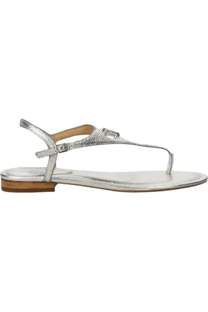 Ralph Lauren Schoenen, Dames, Grijs, 40 EU, Zilveren Platte Sandalen