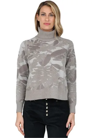 RRD Truien, Dames, Grijs, S, Velvet Jacquard Turtleneck