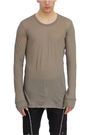 Rick Owens Tops, Heren, Grijs, M, Katoen, Basic T-shirt met lange mouwen
