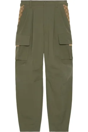 Gucci Broeken, Heren, Groen, L, Katoen, Canvas-Panel Cargo Broek