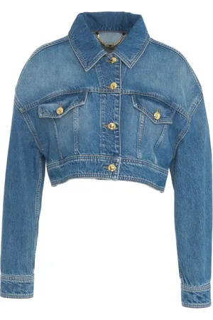Elisabetta Franchi Jassen, Dames, Blauw, M, Denim, Stijlvolle Korte Denimjas Blauw