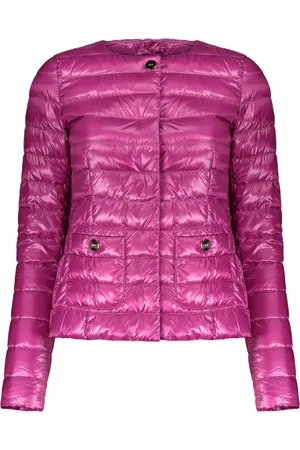 HERNO Jassen, Dames, Roze, S, Katoen, Logo Detail Donsjack met Zakken