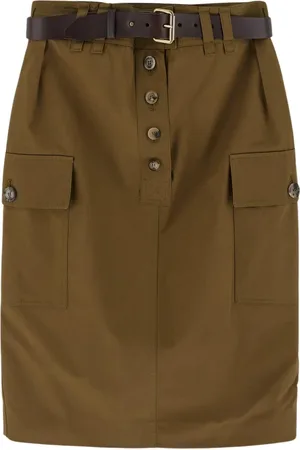 Saint Laurent Rokken, Dames, Groen, M, Katoen, Belt Cargo Rok