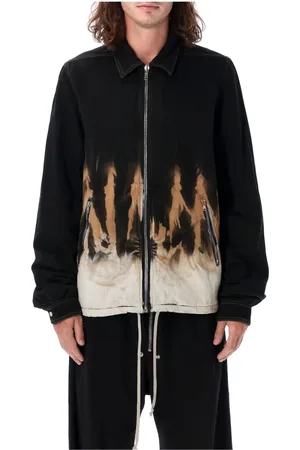 Rick Owens Jassen, Heren, Zwart, L, Polyester, Flames Zipfront Jas