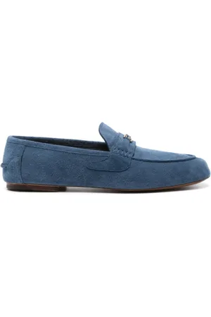 Gucci Schoenen, Heren, Blauw, 42 1/2 EU, Suède, Interlocking G Loafers