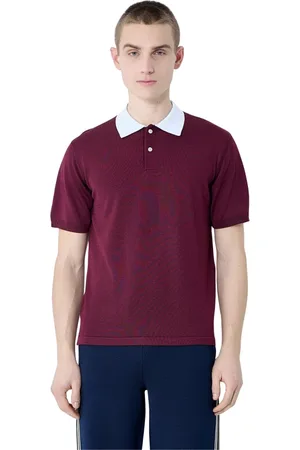 WALES BONNER Tops, Heren, Rood, M, Wol, Polo Shirt met Logo Patch