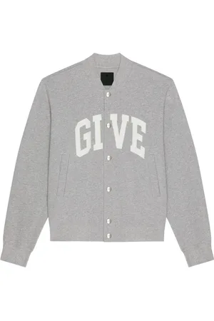 Givenchy Truien, Heren, Grijs, L, Katoen, Grijze Varsity Fleece Jas