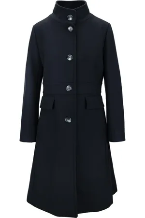 HERNO Mantels, Dames, Blauw, M, Wol, Wollen Blend Knopenjas