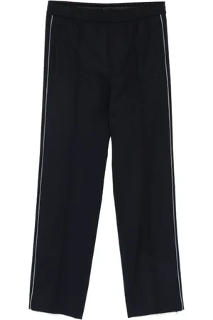 Gucci Broeken, Heren, Blauw, M, Wol, Blauwe Logo-Patch Broek