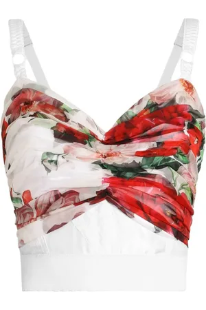 Dolce & Gabbana Tops, Dames, Veelkleurig, XS, Witte Sweetheart Neck Top
