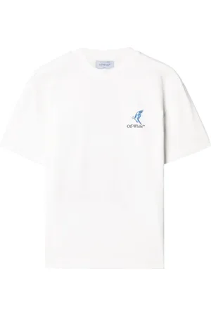 OFF-WHITE Tops, Dames, Wit, M, Katoen, Wit Katoenen T-shirt met Achterprint