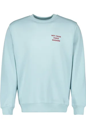 Drôle de Monsieur Sweatshirts & Hoodies, Heren, Blauw, M, Katoen, Lichtblauwe Sweat Slogan Lente-Zomer 2025