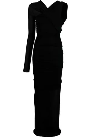 Saint Laurent Kleedjes, Dames, Zwart, S, Zwarte Asymmetrische One-Shoulder Jurk