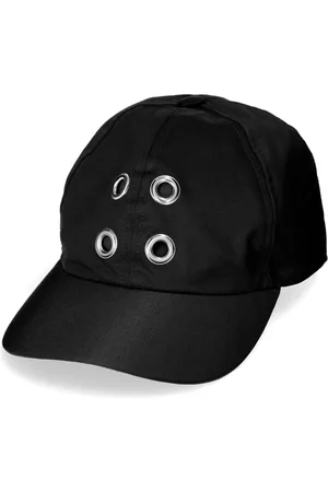 Rick Owens Accessoires, Heren, Zwart, S, Pet met Gebogen Klep en Oogjes