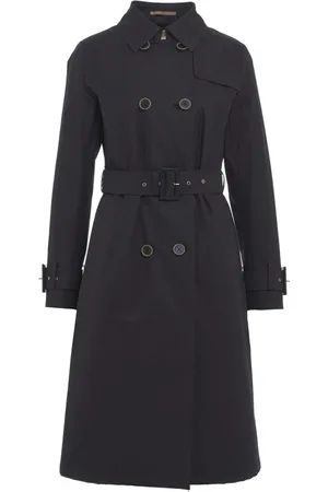 HERNO Mantels, Dames, Zwart, L, Katoen, Trenchcoat