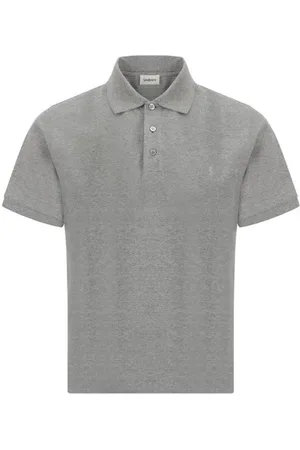 Saint Laurent Tops, Heren, Grijs, M, Katoen, Cassandre Polo Shirt