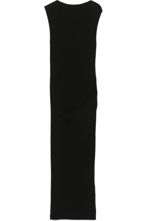 Rick Owens Kleedjes, Dames, Zwart, S, Katoen, Gebreide Lange Jurk