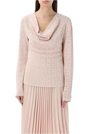 Givenchy Truien, Dames, Roze, S, Polyester, 4G Draped Pullover In Jacquard