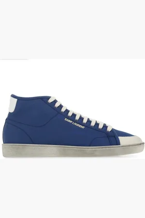 Saint Laurent Schoenen, Heren, Blauw, 44 EU, Leer, Court Classic Sl/39 Mid-Top Sneakers
