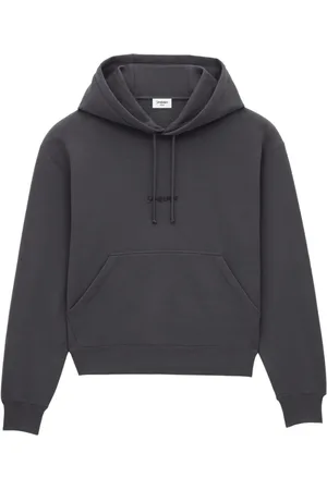Saint Laurent Sweatshirts & Hoodies, Heren, Grijs, XL, Katoen, Grijze Katoenen Hoodie met Kangoeroezak