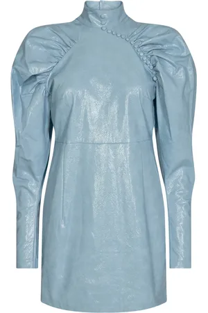 ROTATE Kleedjes, Dames, Blauw, M, Katoen, Kim Jurk met Puffy Mouwen