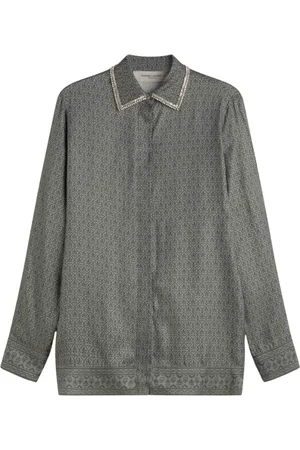 Golden Goose Blouses & Shirts, Dames, Groen, S, Katoen, Bloemenprint Zijdeblend Overhemd
