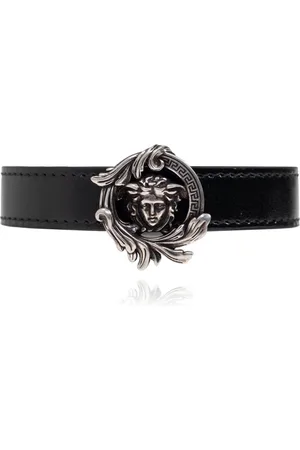 VERSACE Accessoires, unisex, Zwart, ONE Size, Leer, Leren armband