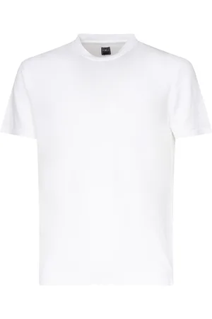 FEDELI Tops, Heren, Wit, 3Xl, Linnen, Witte linnen T-shirt en Polo