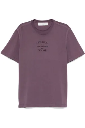 Golden Goose Tops, Heren, Paars, S, Katoen, Paars T-shirt met ronde hals